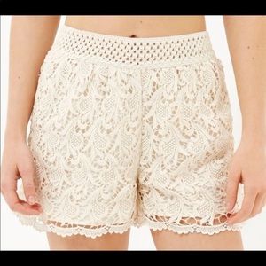 Beige Embroidered Shorts